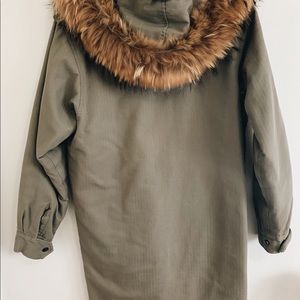 Women's APC Military Green Fur Parka Size Medium